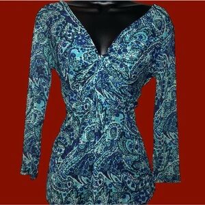 Y2K Whimsigoth Blue Paisley Women's Top